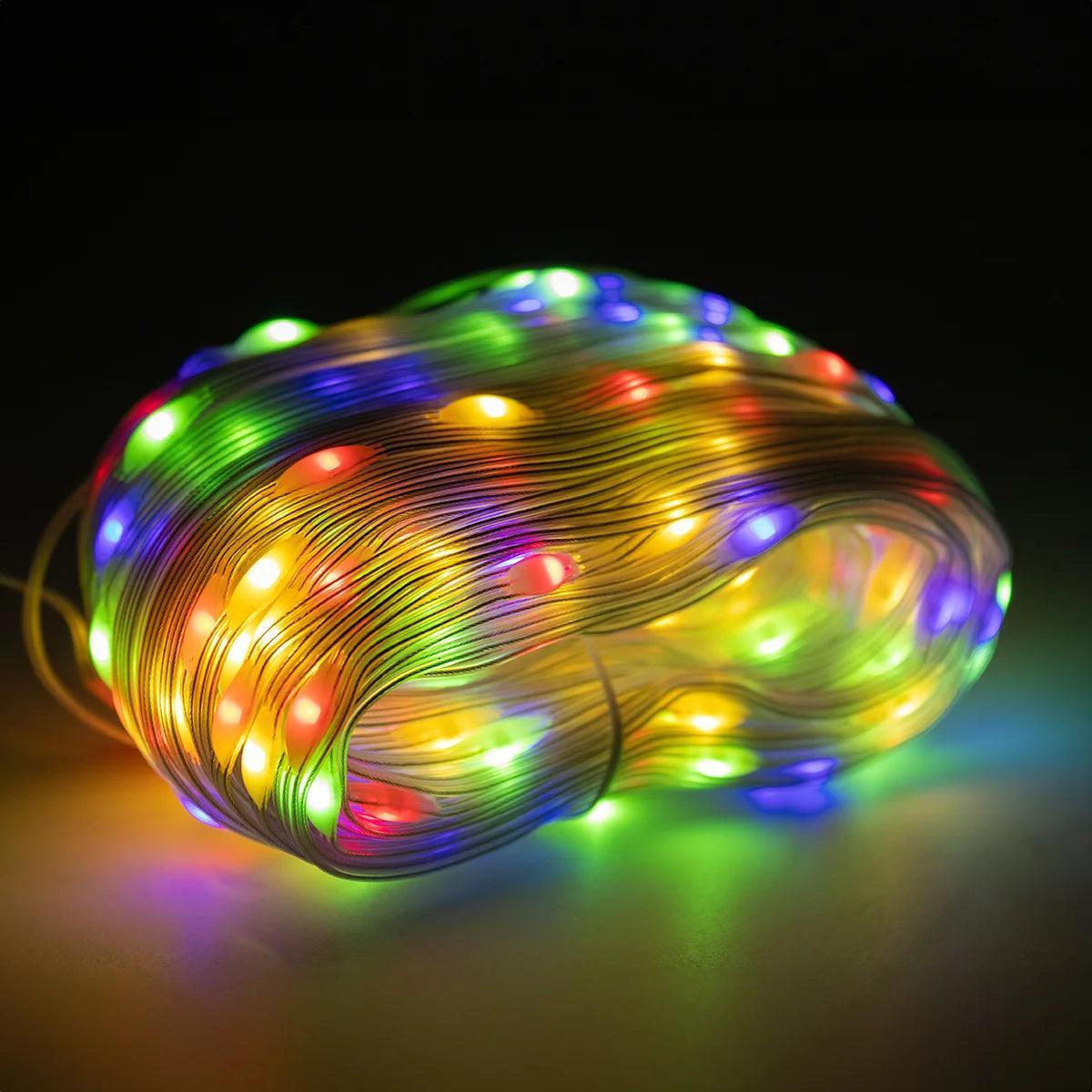 Led Pisca Linha Com Lâmpadas Tomada A Prova D'Água 8 Modos Natal e Ano Novo