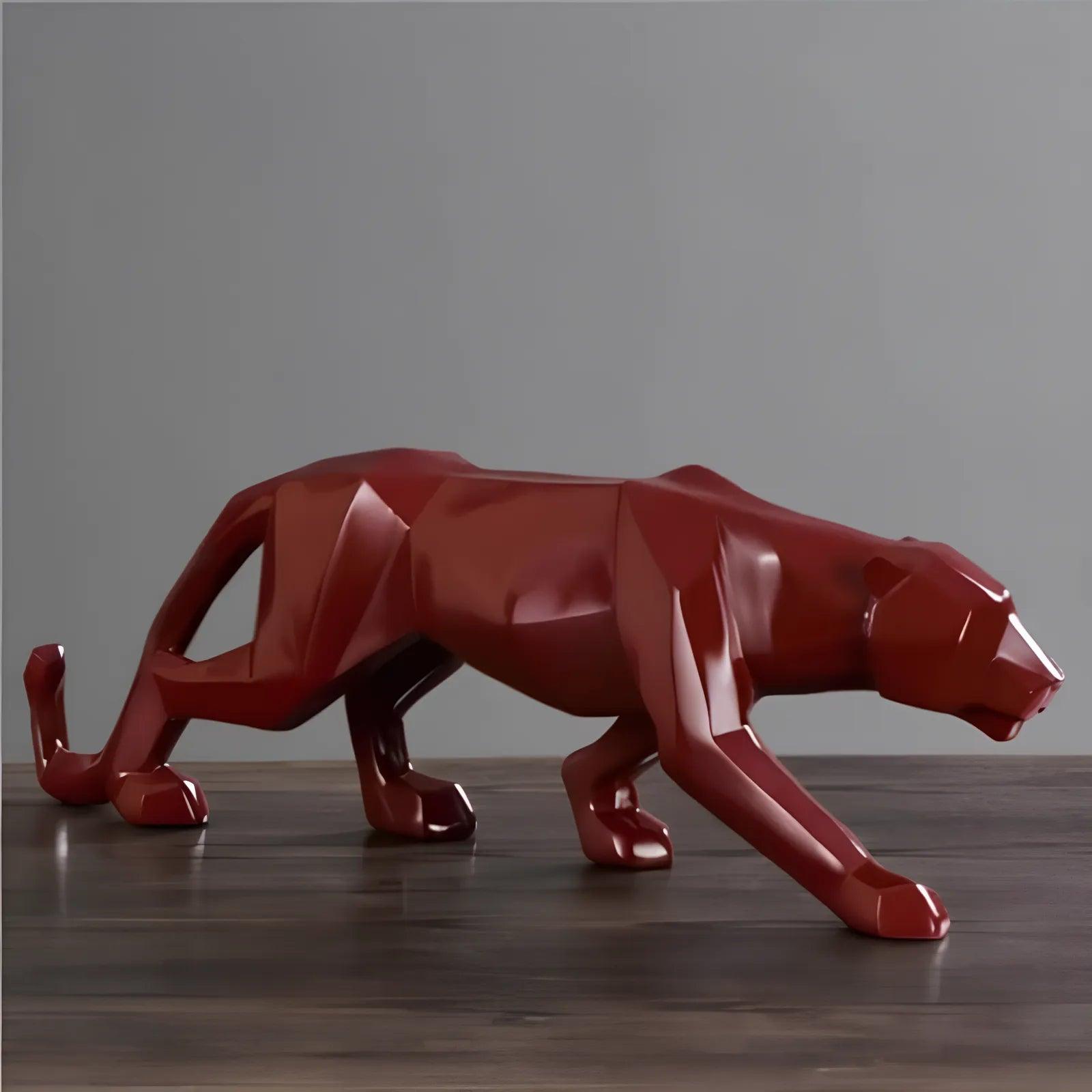 Estatueta Grande de Leopardo em Resina de Luxo