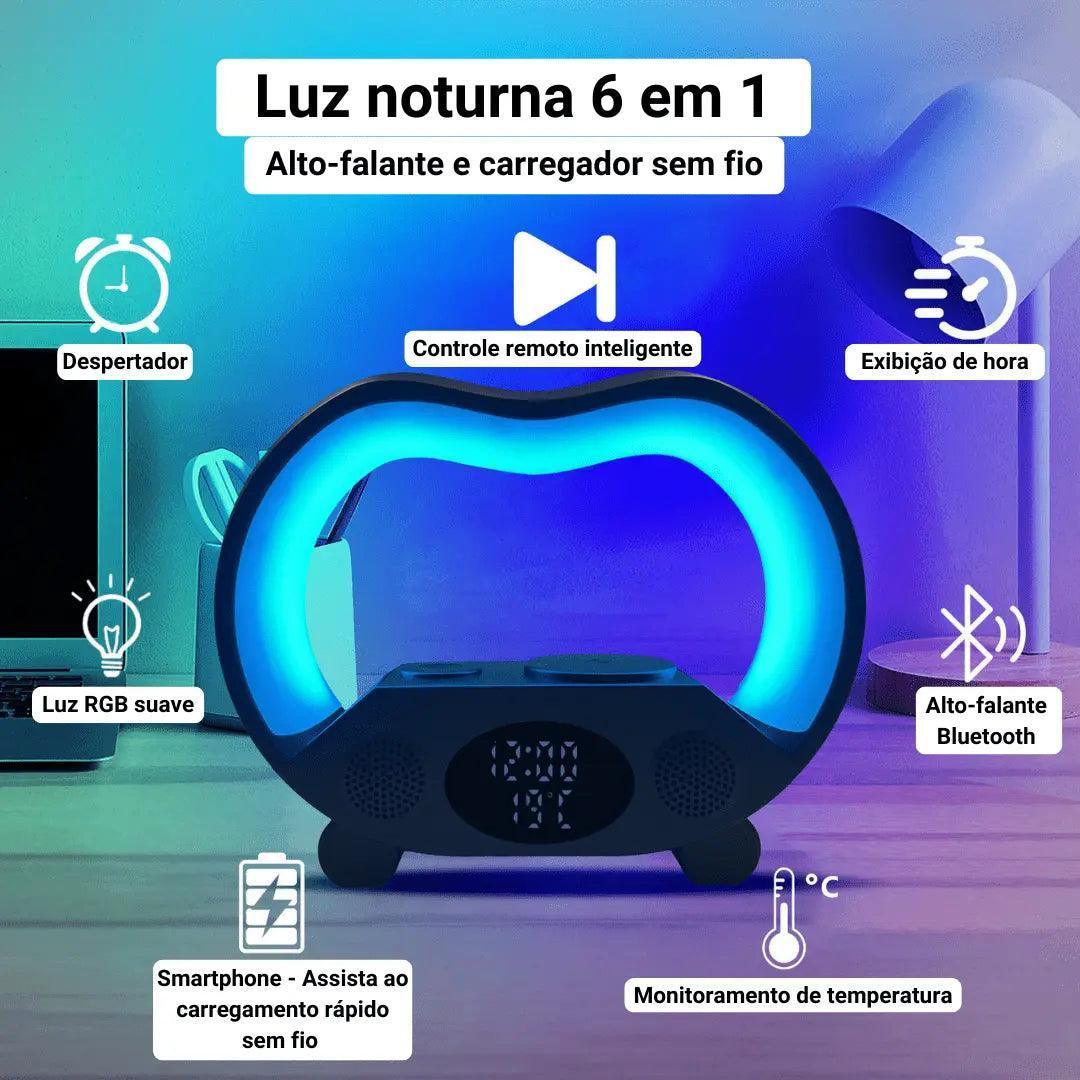 Nova Decoração Inteligente Bluetooth com LED 6 em 1 Carregador sem Fio