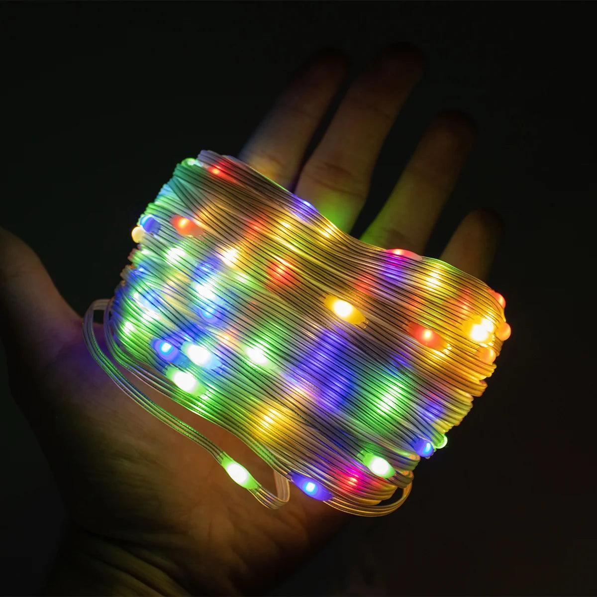 Led Pisca Linha Com Lâmpadas Tomada A Prova D'Água 8 Modos Natal e Ano Novo