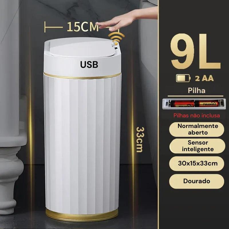 Lixeira Inteligente com Sensor Automático para Banheiro e Cozinha
