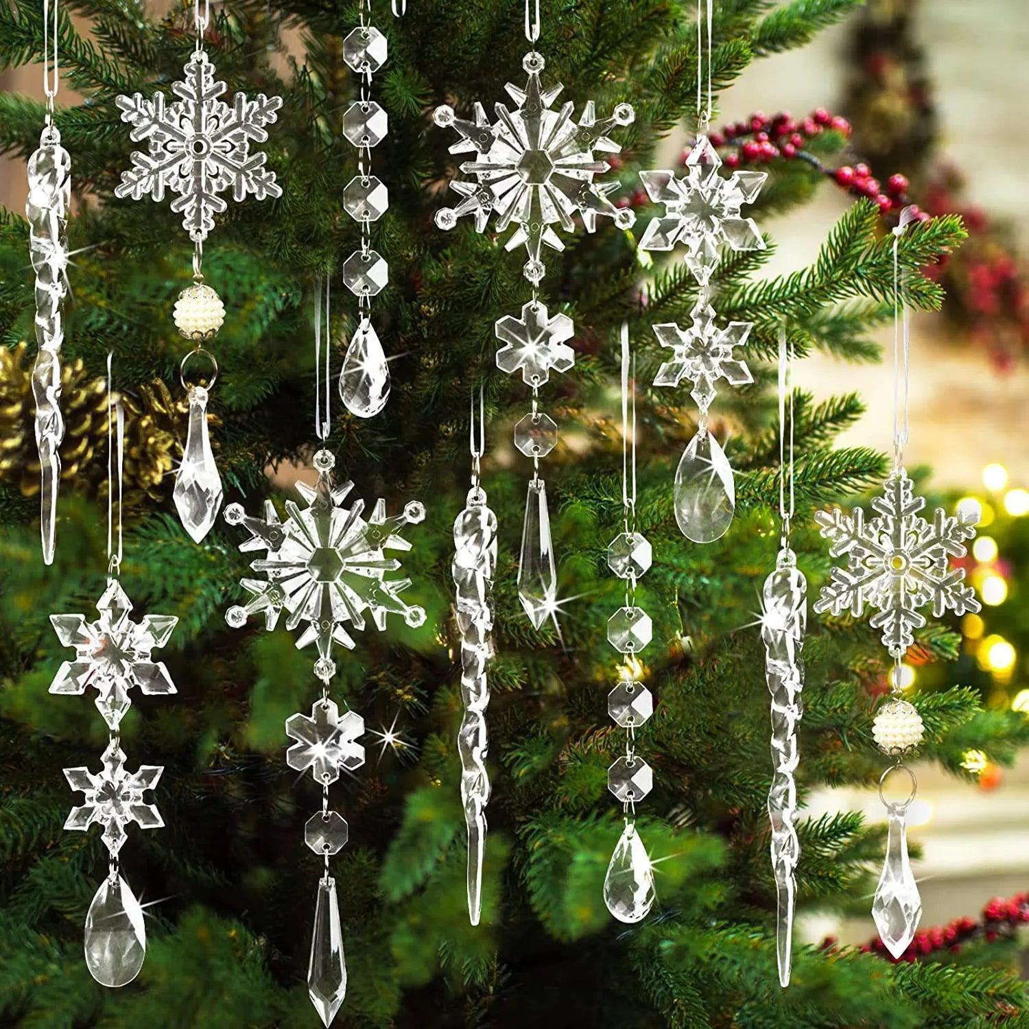 Pingentes Cristais de Gelo de Acrílico para Árvore de Natal e Teto