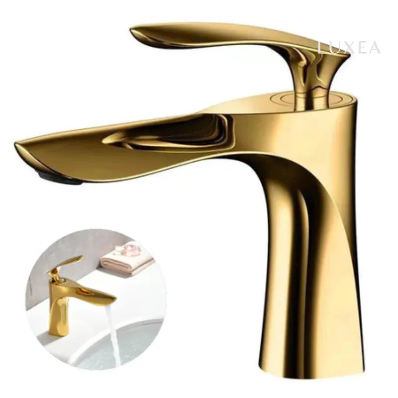 Torneira Luxea para Banheiro Monocomando Bica Baixa em Metal com Cascata de Luxo