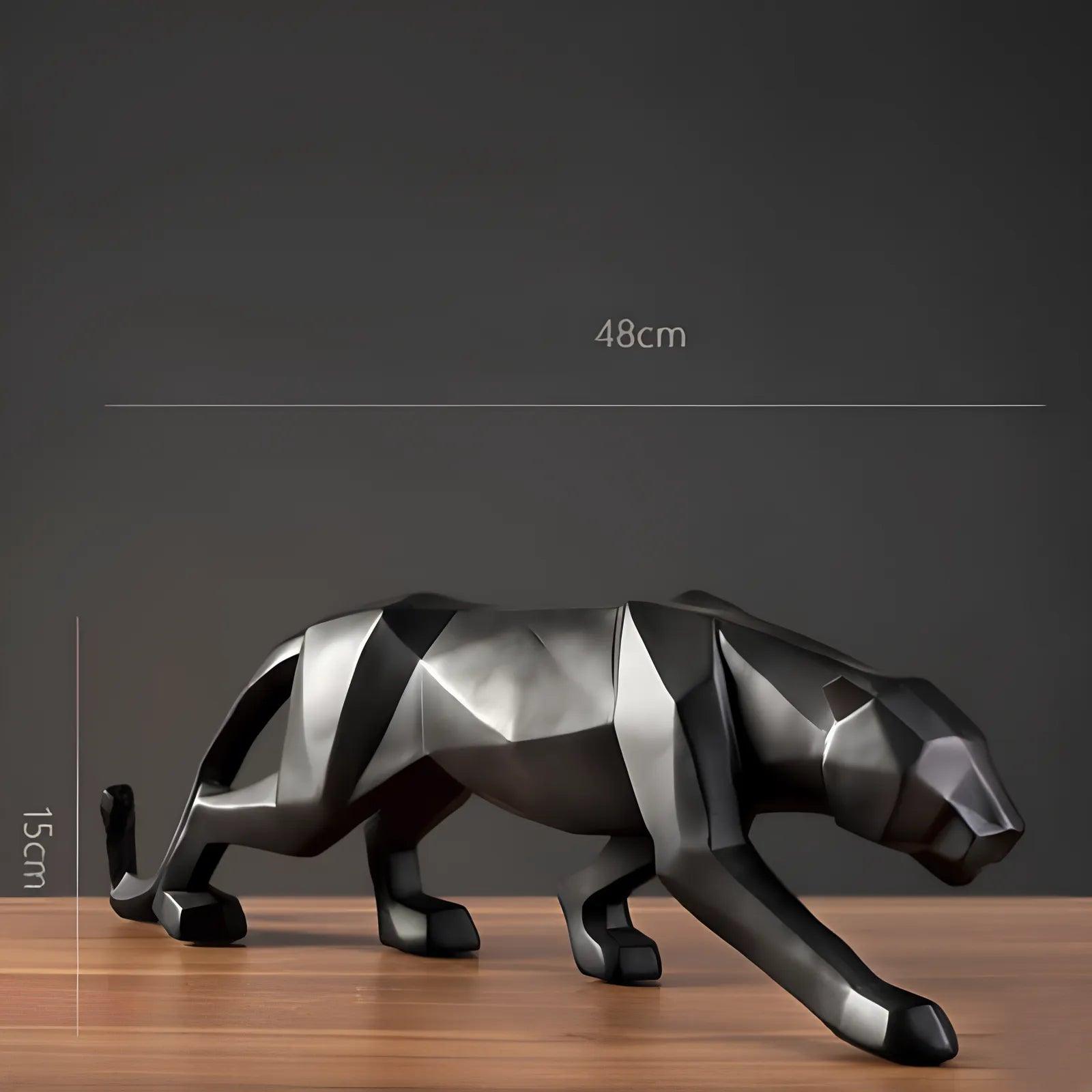 Estatueta Grande de Leopardo em Resina de Luxo