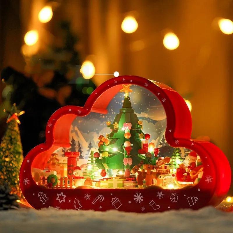 Bloco de Construção com Lâmpada e espelho decorativo para o Natal + Brinde Exclusivo
