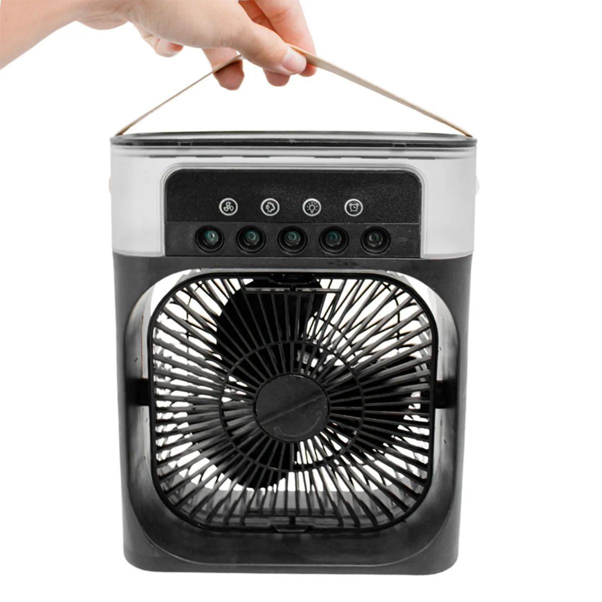 Ventilador Portátil Iluminação Umidificador Climatizador USB De Mesa