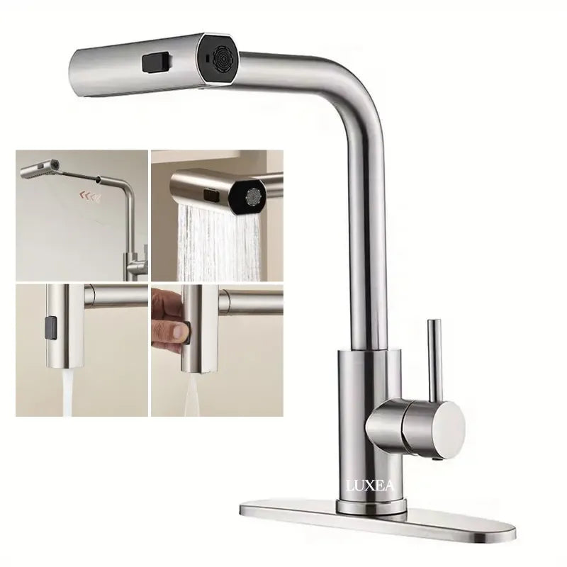 Torneira Cozinha Luxea Gourmet com Jato Cascata e Ducha Flexível