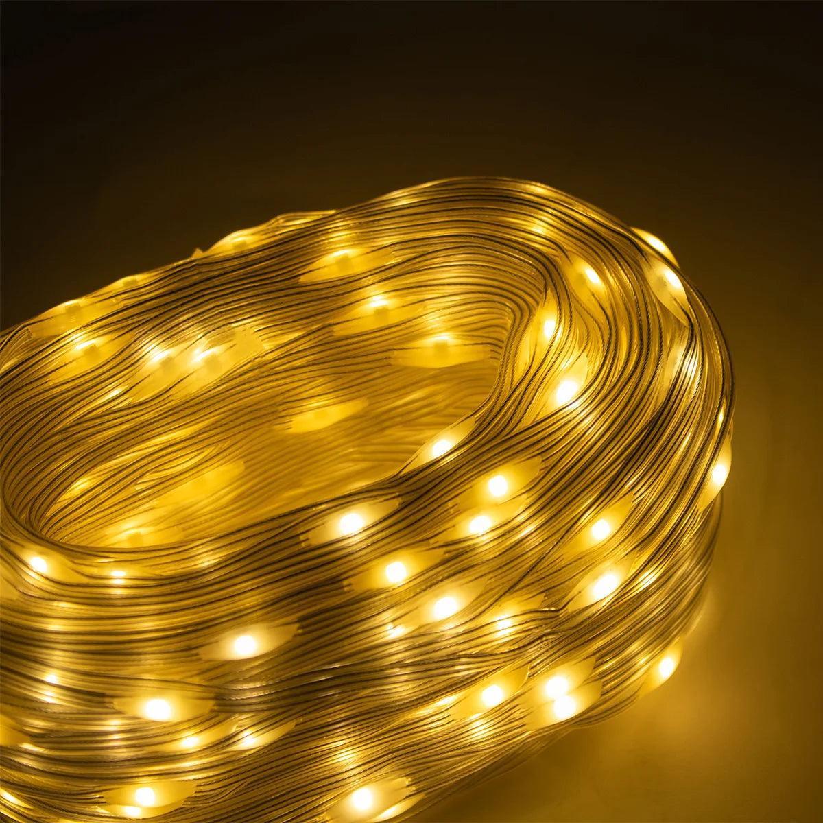Led Pisca Linha Com Lâmpadas Tomada A Prova D'Água 8 Modos Natal e Ano Novo