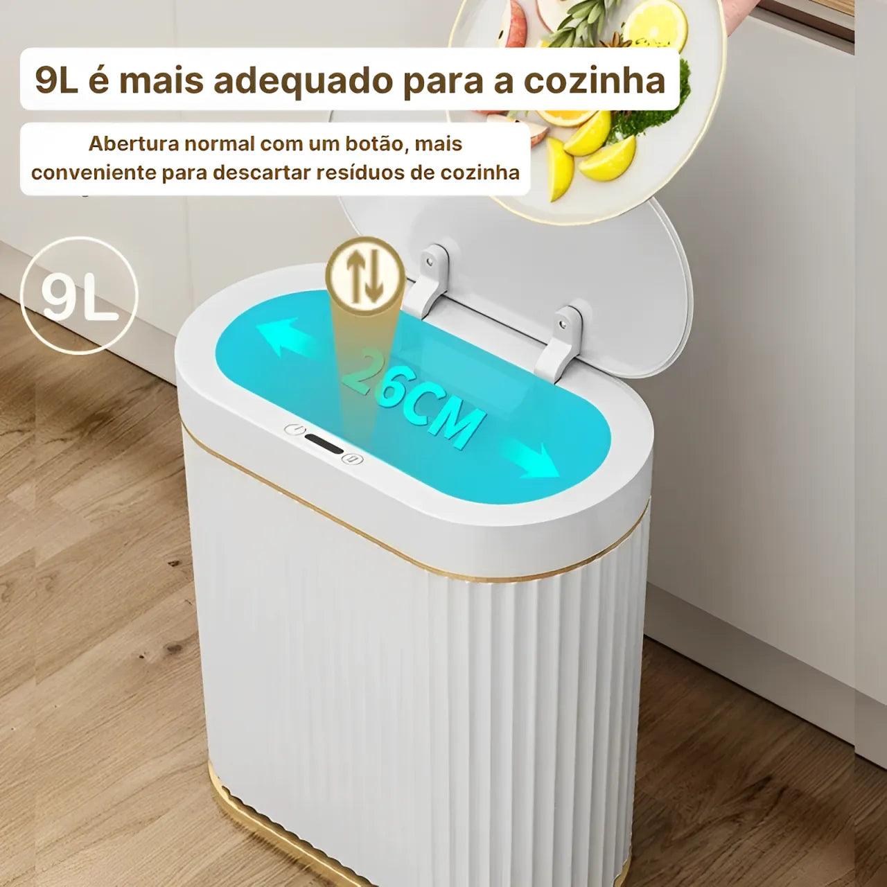 Lixeira Inteligente com Sensor Automático para Banheiro e Cozinha