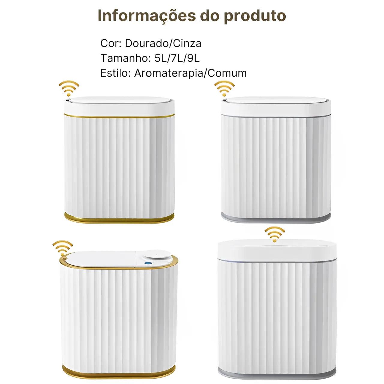 Lixeira Inteligente com Sensor Automático para Banheiro e Cozinha