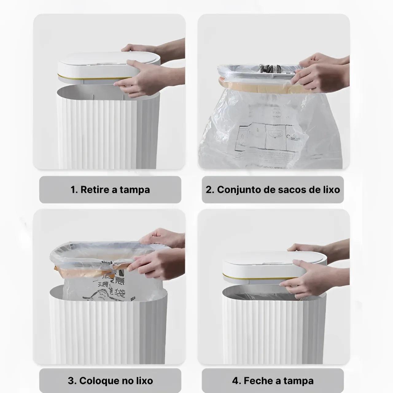 Lixeira Inteligente com Sensor Automático para Banheiro e Cozinha