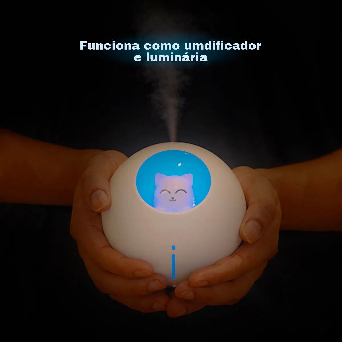 Umidificador De Ar Luminária USB Esfera Gatinho