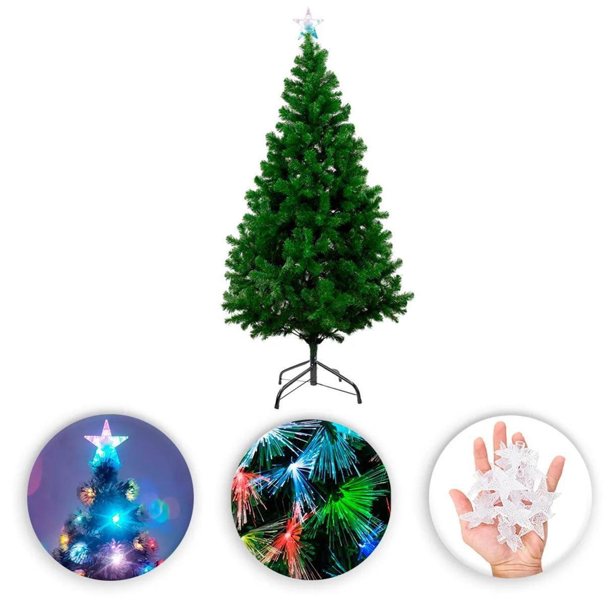 Arvore de Natal Com Pisca Pisca Led Colorido Enfeites Estrelinhas Ponteira Estrela