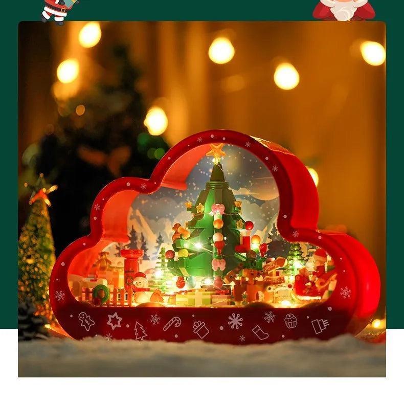 Bloco de Construção com Lâmpada e espelho decorativo para o Natal + Brinde Exclusivo