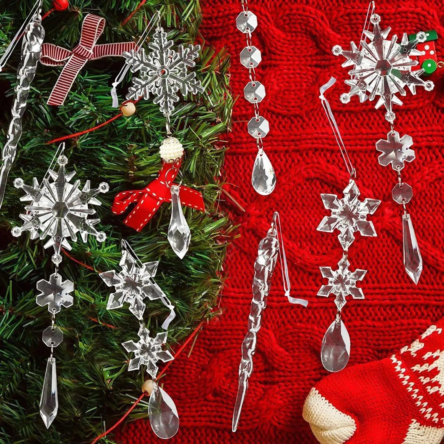 Pingentes Cristais de Gelo de Acrílico para Árvore de Natal e Teto