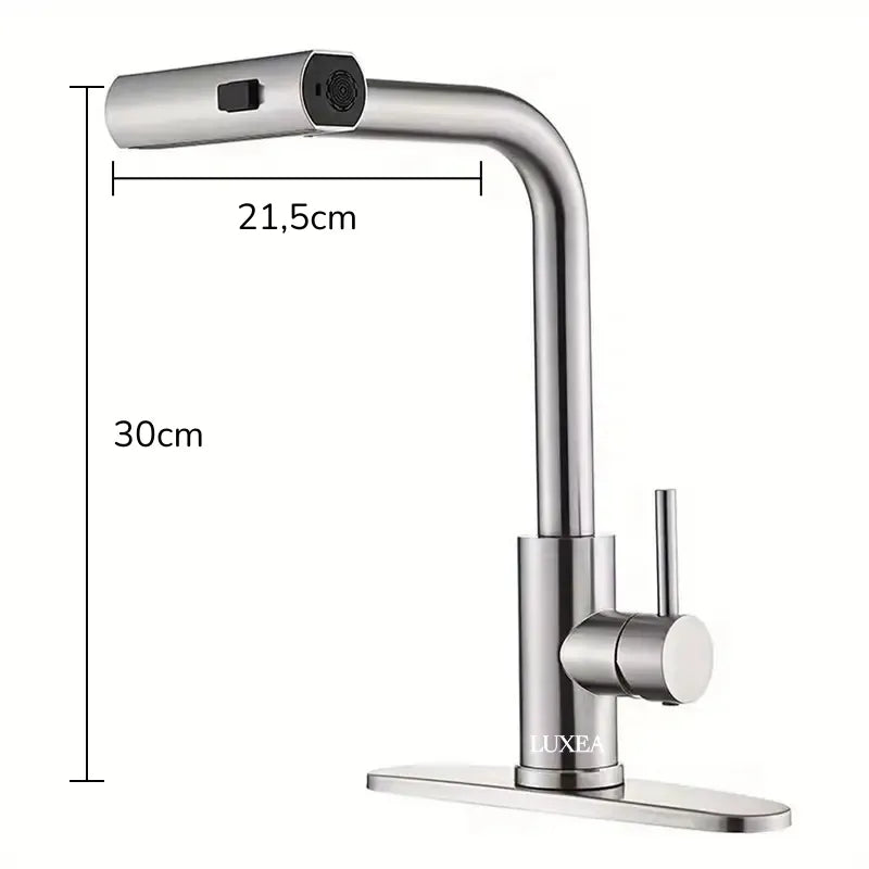 Torneira Cozinha Luxea Gourmet com Jato Cascata e Ducha Flexível