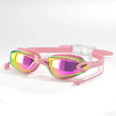 Óculos de Natação com Tampões de Ouvido Profissional Ajustável com Proteção UV