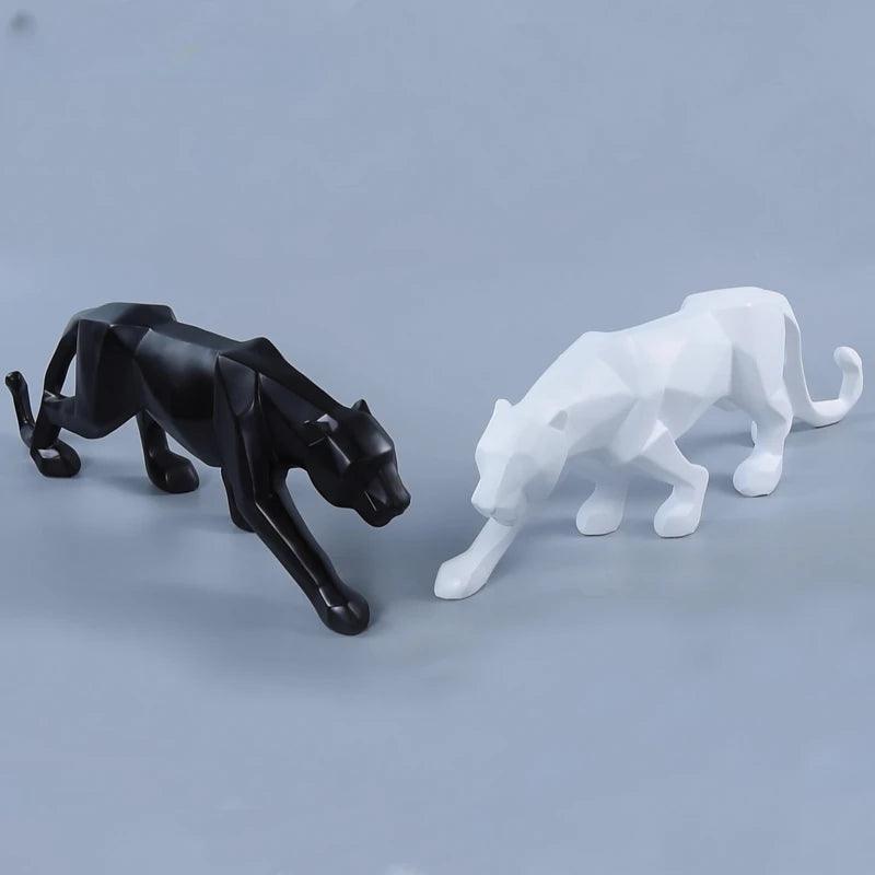Estatueta Grande de Leopardo em Resina de Luxo