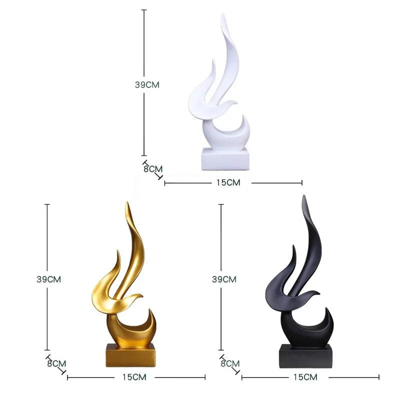 Estátua Chama Pássaro Escultura Abstrata