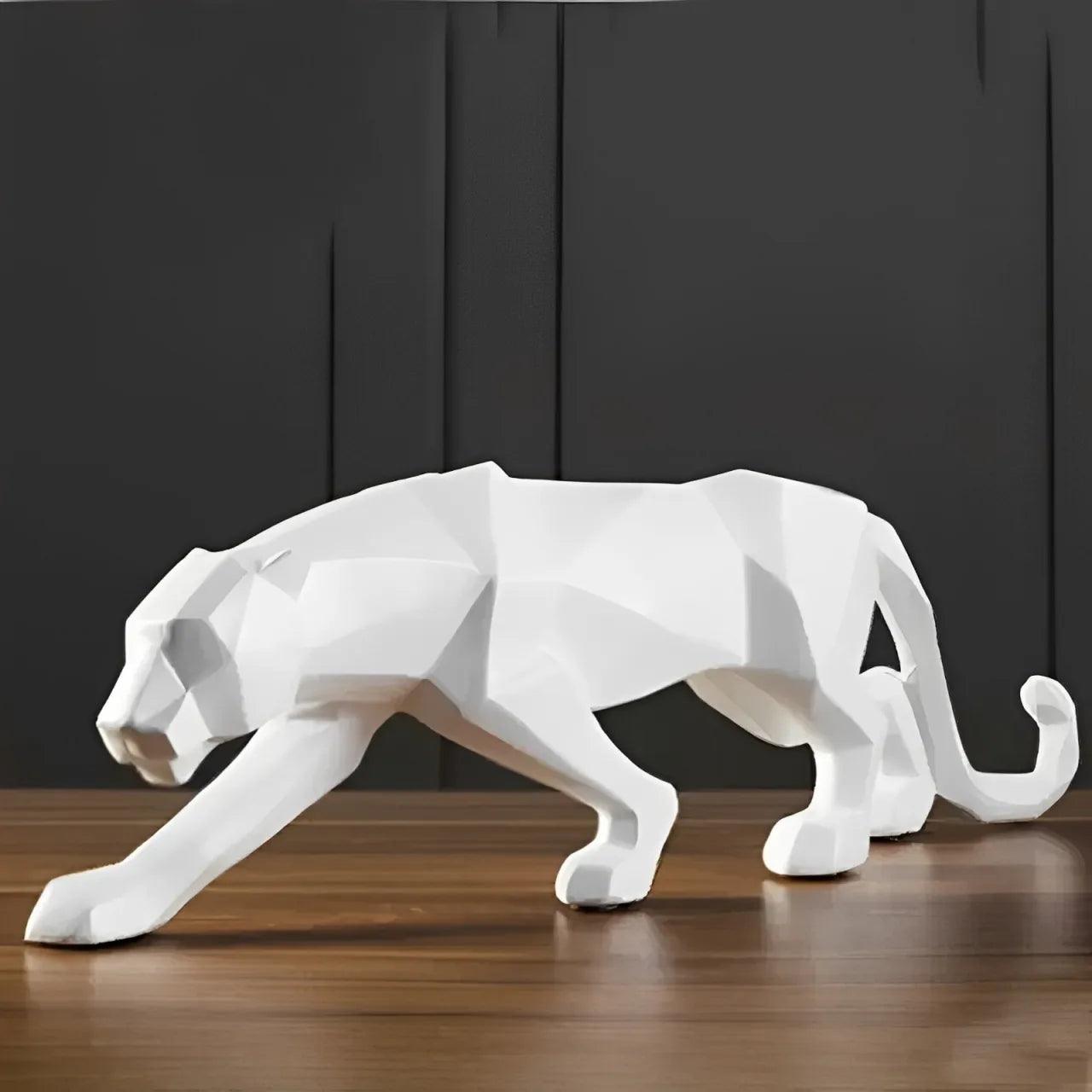 Estatueta Grande de Leopardo em Resina de Luxo