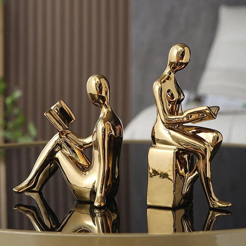 Escultura Moderno Menina com Livro