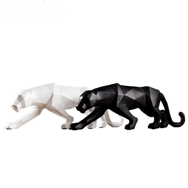 Estatueta Grande de Leopardo em Resina de Luxo