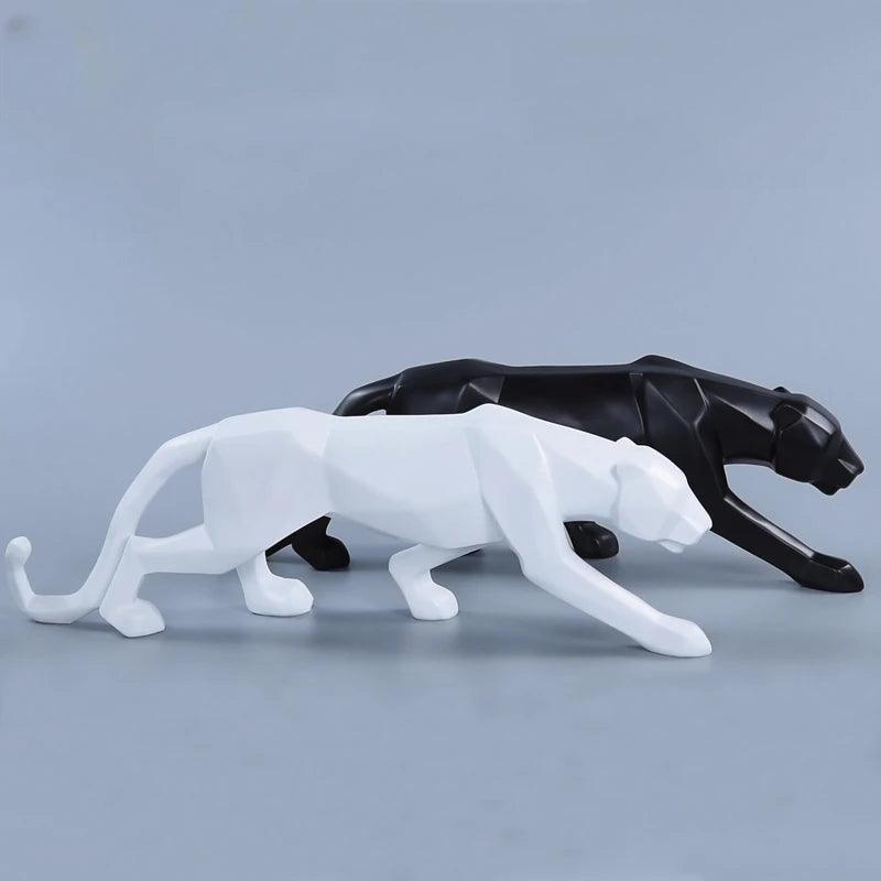 Estatueta Grande de Leopardo em Resina de Luxo
