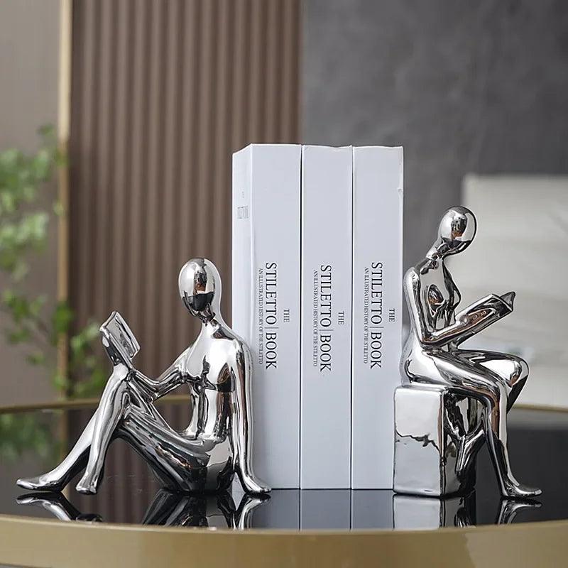Escultura Moderno Menina com Livro