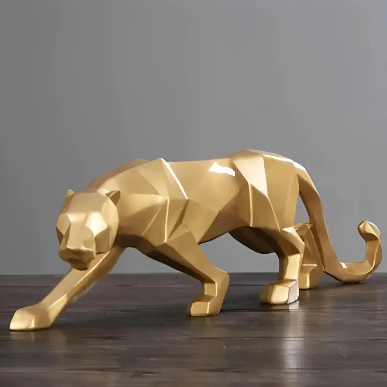 Estatueta Grande de Leopardo em Resina de Luxo