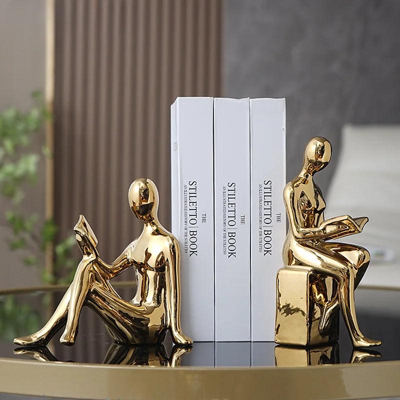 Escultura Moderno Menina com Livro