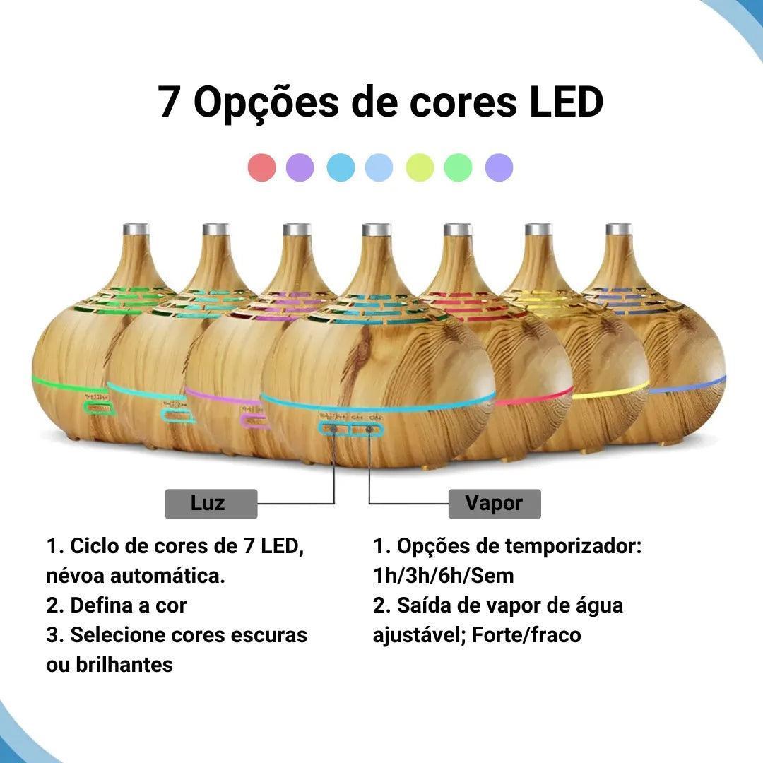Umidificador Ultrassonico Difusor Aromaterapia Led