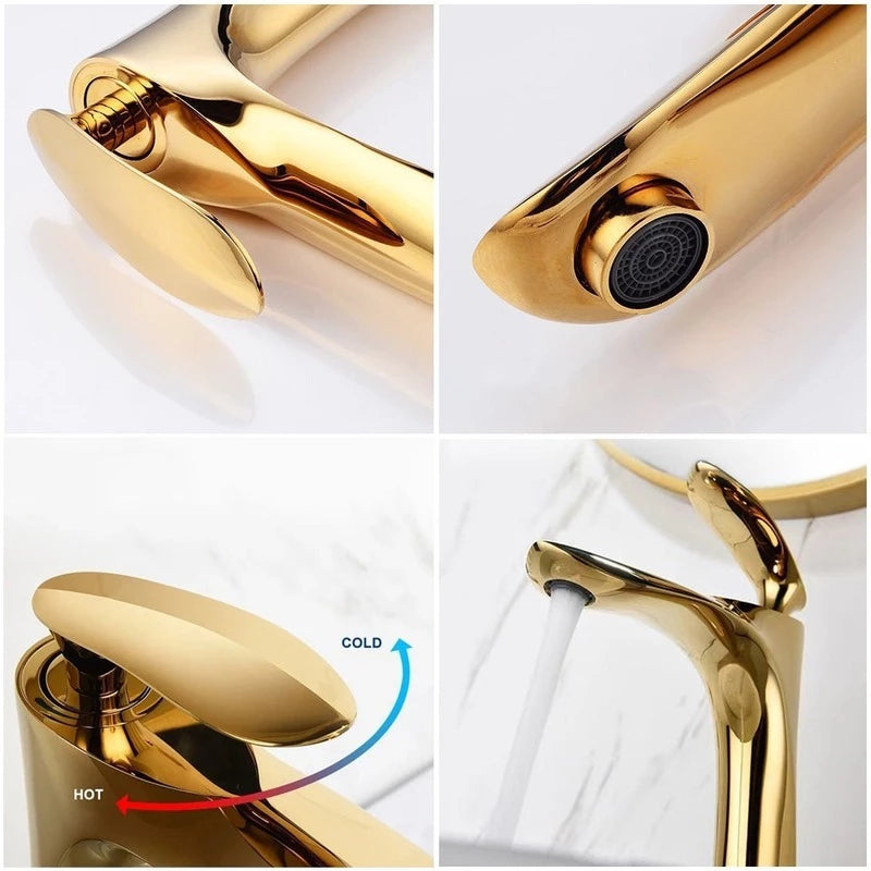 Torneira Luxea para Banheiro Monocomando Bica Baixa em Metal com Cascata de Luxo
