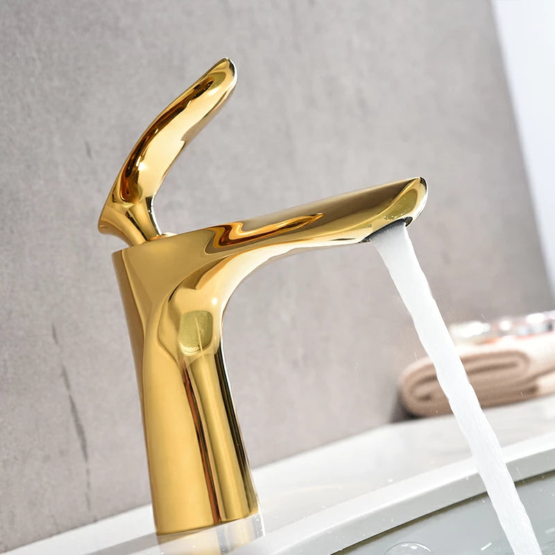 Torneira Luxea para Banheiro Monocomando Bica Baixa em Metal com Cascata de Luxo