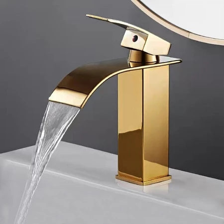 Torneira Luxea Banheiro Inox Cromada Cascata Monocomando Bica Baixa 18cm Quente e Fria
