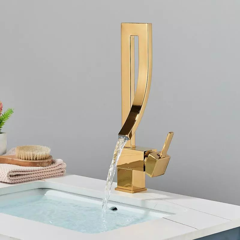 Torneira para Banheiro Luxea Inox 304 Cascata Quadrada Monocomando Quente e Fria