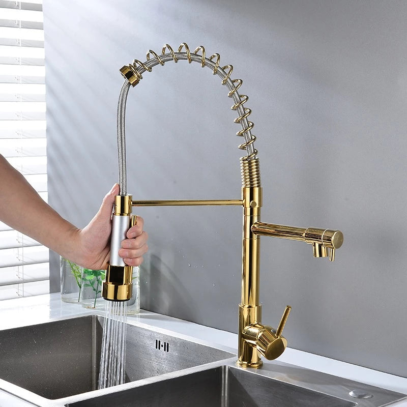 Torneira de Pia Cozinha Gourmet Luxea Inox Água Quente e Fria, Ducha Extensível e Giro 360°