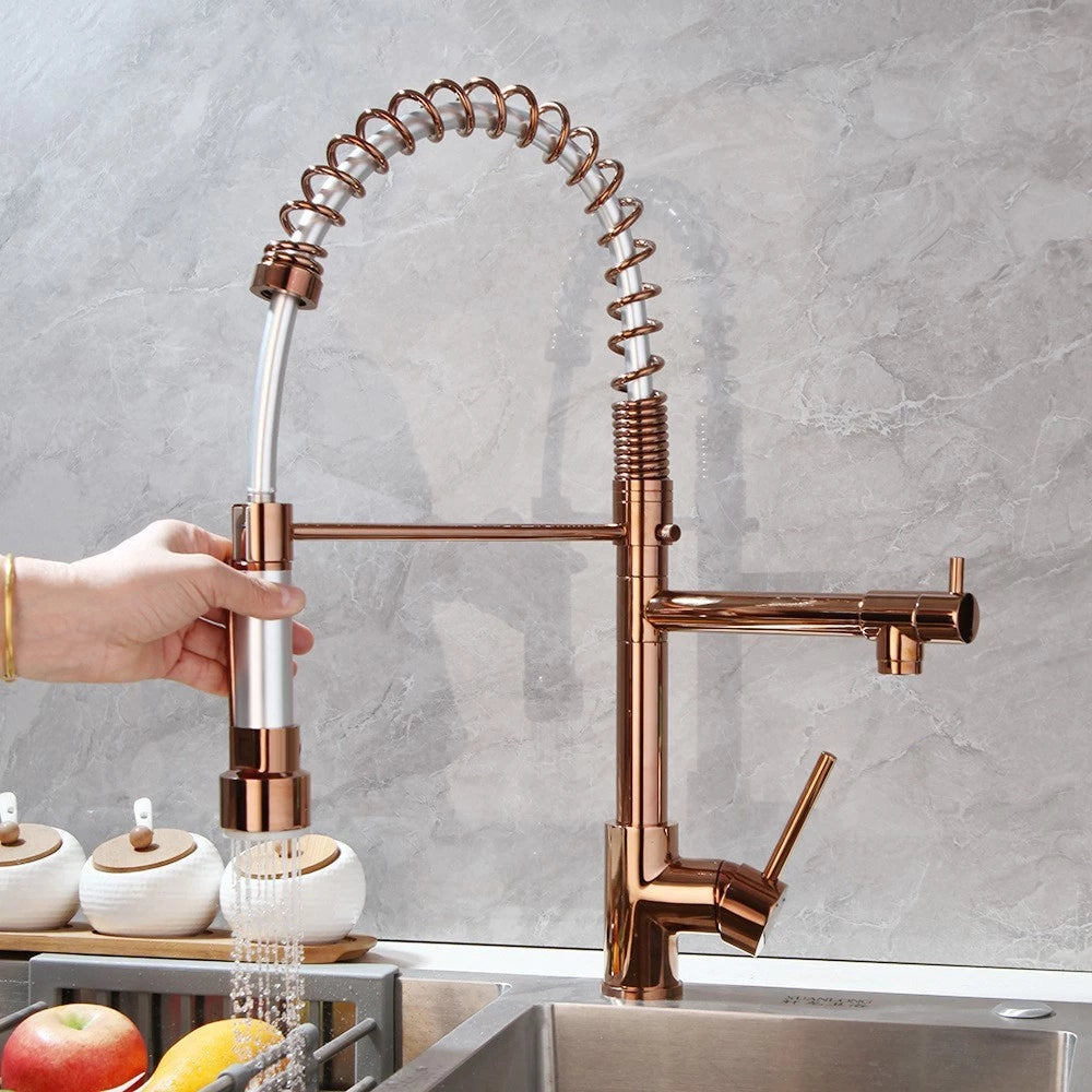Torneira de Pia Cozinha Gourmet Luxea Inox Água Quente e Fria, Ducha Extensível e Giro 360°