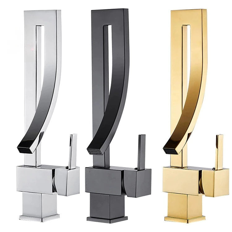 Torneira para Banheiro Luxea Inox 304 Cascata Quadrada Monocomando Quente e Fria