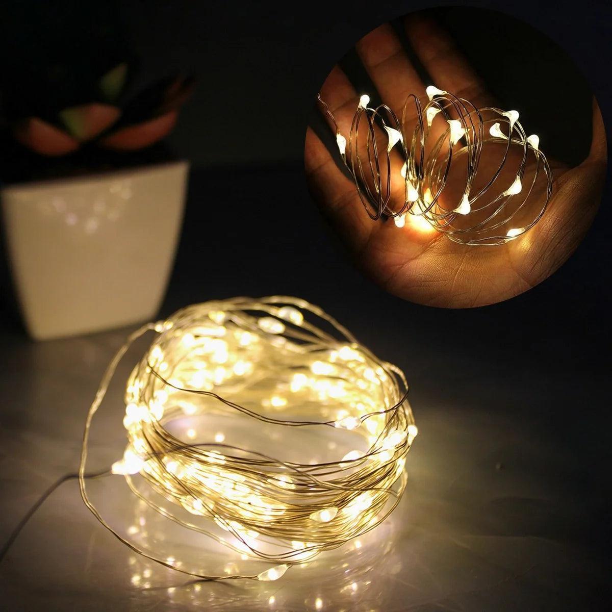 Pisca de LED Fio com  Bateria Natal Ano Novo