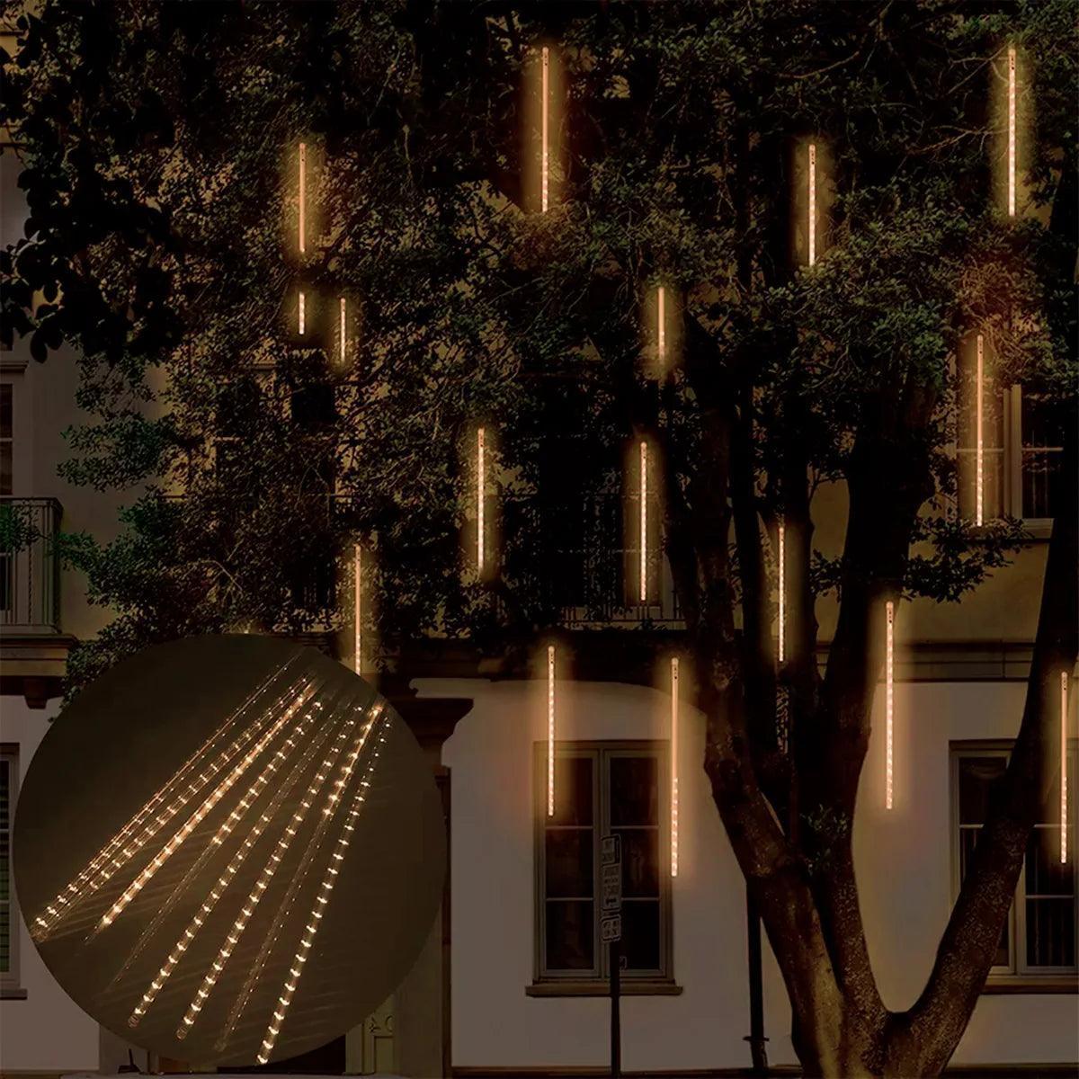 8 Tubos De Luz Led 75cm Iluminação Cascata De Efeito Gelo Chuva Natal