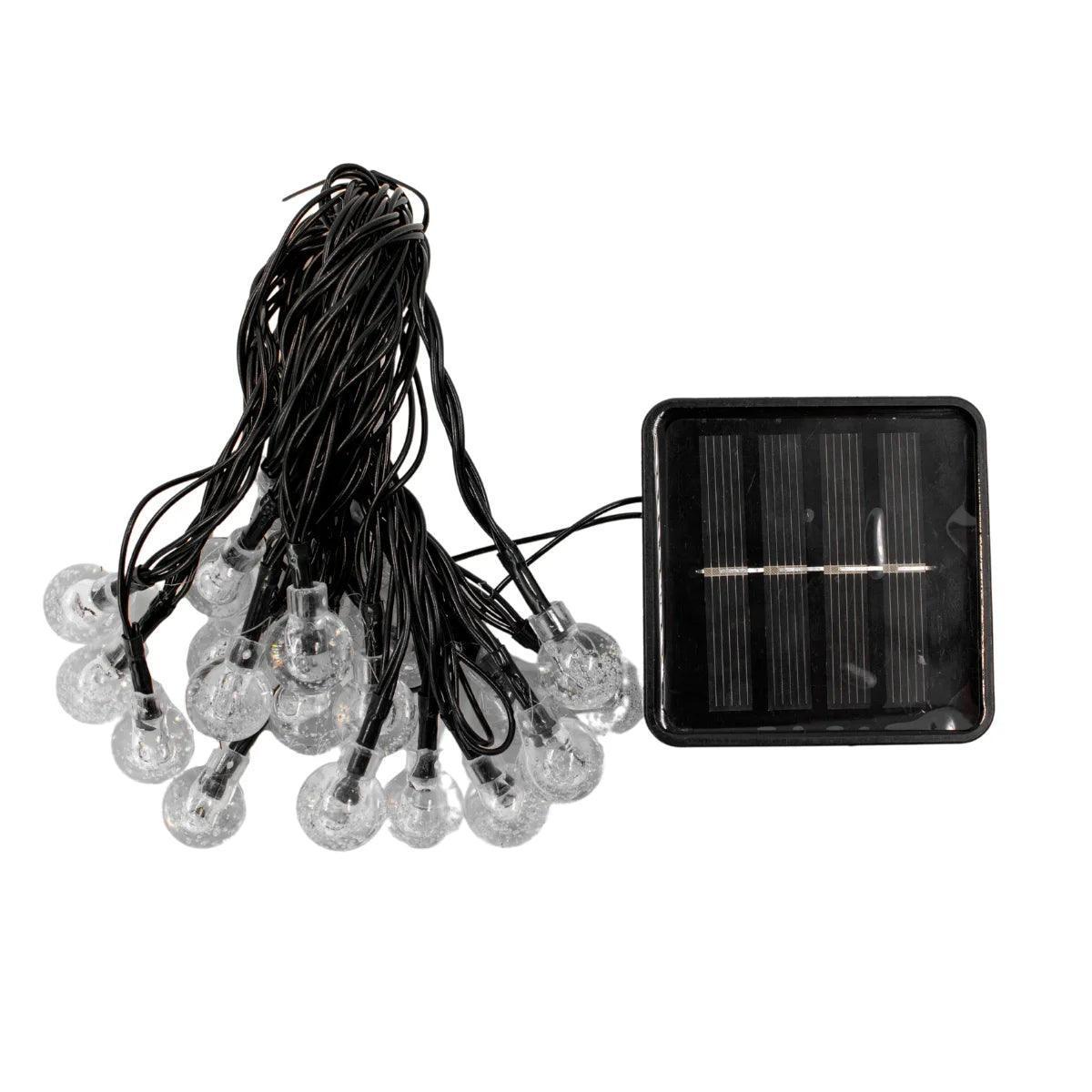 Cordão De Lâmpadas Led Pisca Formato Bolinha 5 Metros 20L Carregamento Solar Natal