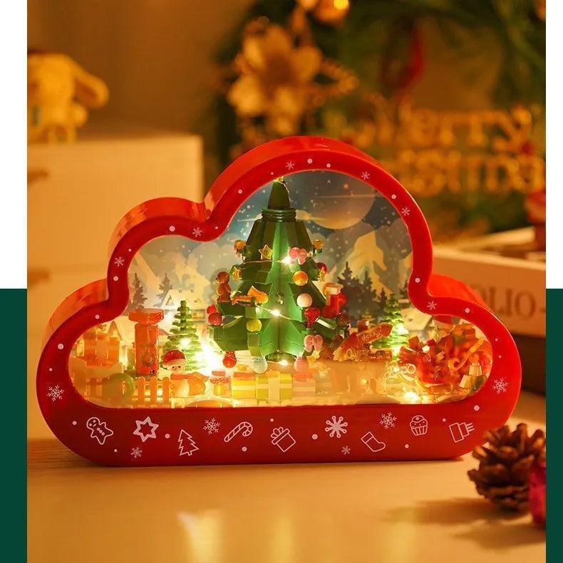 Bloco de Construção com Lâmpada e espelho decorativo para o Natal + Brinde Exclusivo